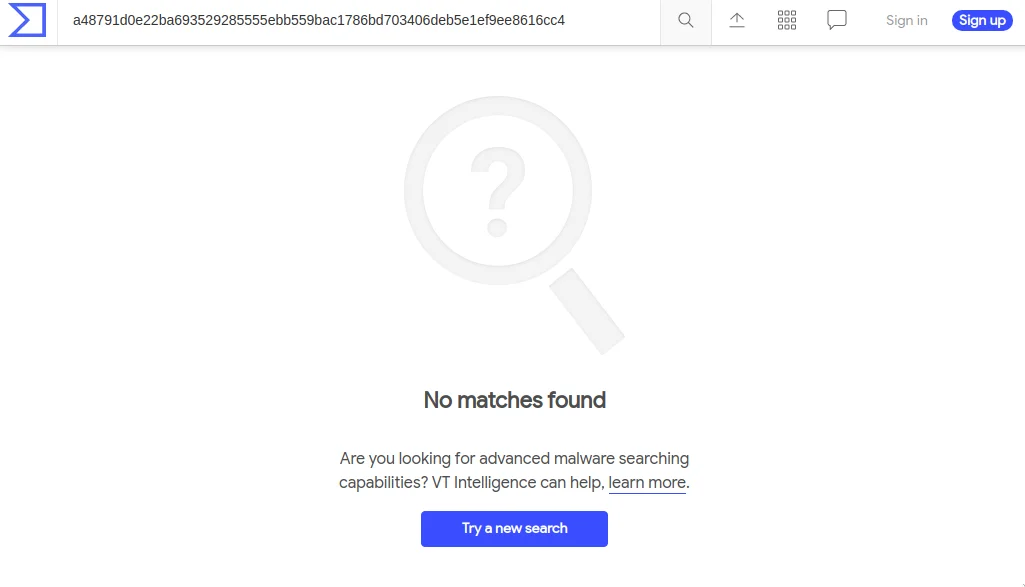 VirusTotal detection