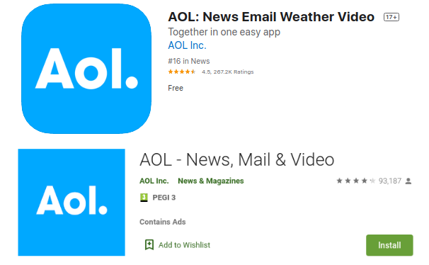 AOL apps available